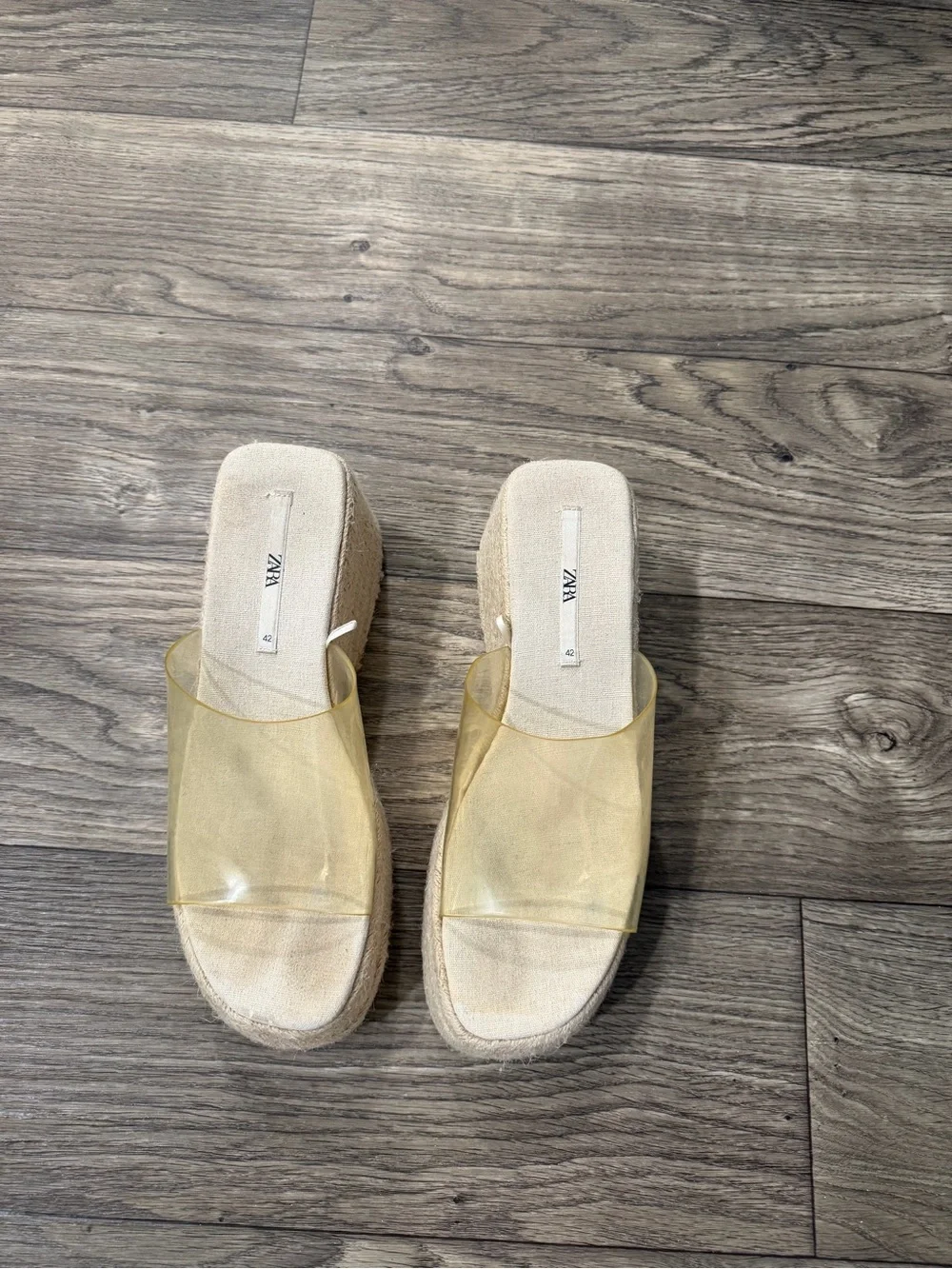 Zara Jute Clear Espadrille Wedges